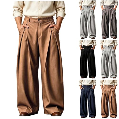 Men's Baggy Dress Pants Wide Leg Pleated Front Casual Old Money Trousers - image 1