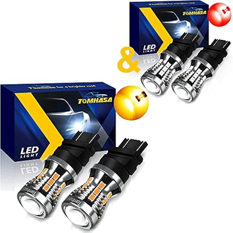 Tomhasa 3157 LED Bulbs for Backup Reverse Light, 6000K Bright White 3056 3156 3057 4157 LED Replacement Bulbs for Backup Reverse Lights, Turn Signal Lights, Brake Blinker Lights Amaber and Red Cover