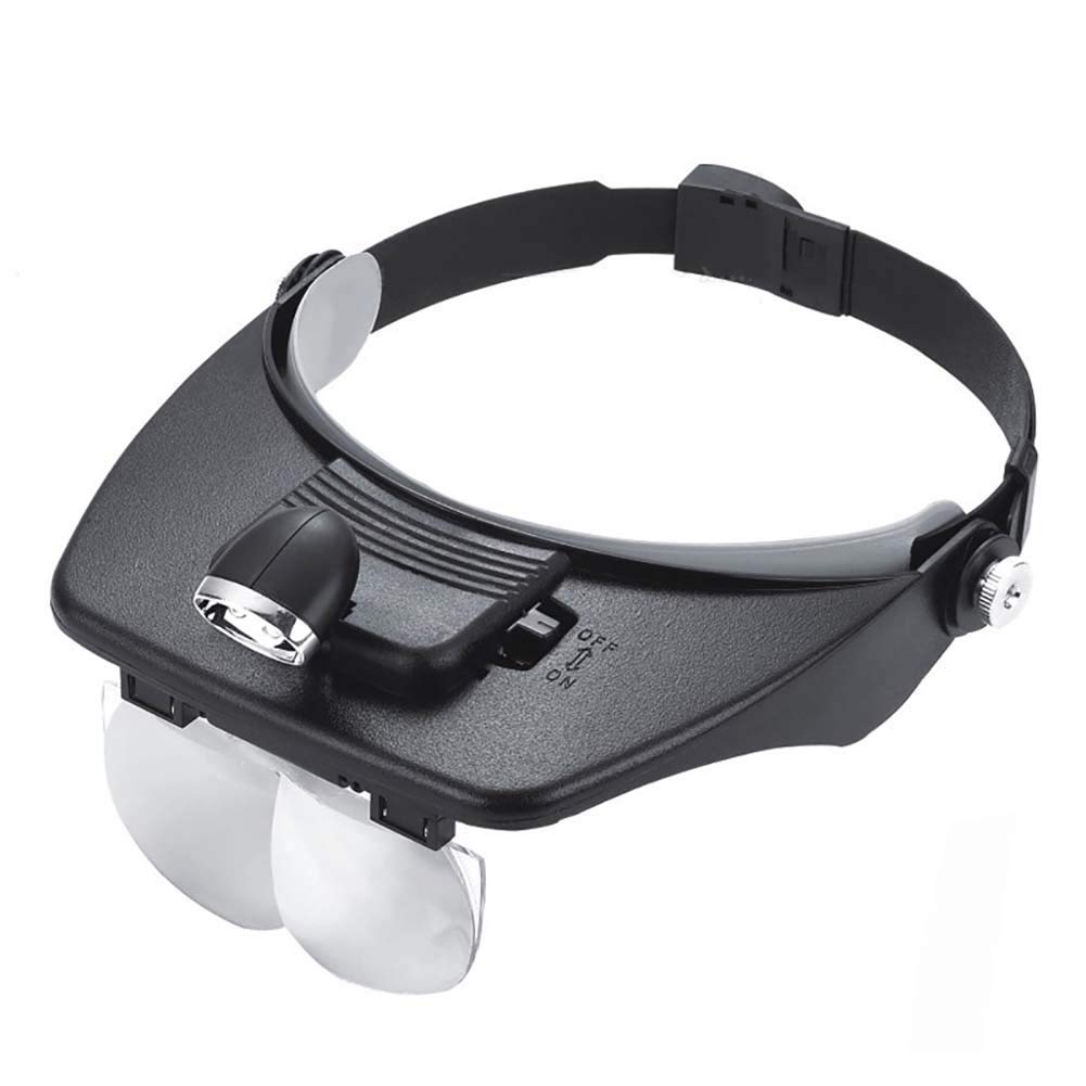 1.2X 1.8X 2X 2.5X 3.5X Lupa de Lupa para joyeros con Montaje en la Cabeza, Lupa de joyería de 5 Lentes con 2 Luces LED, Lupas de joyería de Lupa para Gemas, Monedas