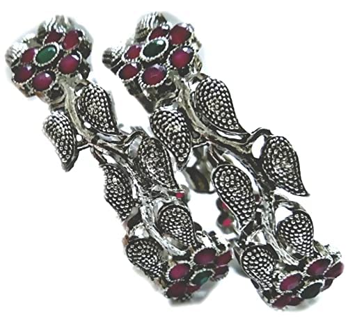 Kolhapuri oxidised bangle set of 6, German silver bangles, temple jewelry bangle set, thick bangles, Indian ethnic bangles, silver oxidised bangle (2.8), Black (B099NPKTL9) Amazon Price History, Amazon Price Tracker