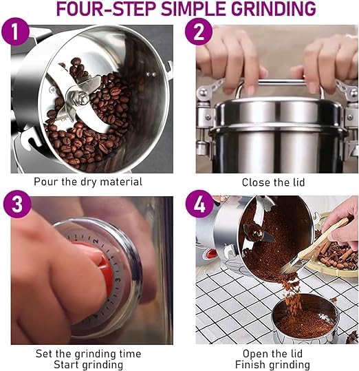 Image of Smallest Masala Grinding Machine for Home Use with 100gm Capacity Portable Indian Spice Grinder Machine for Home VI-100(A) (VI-100(A)) Stainless Steel