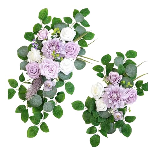 LOVIVER 2X Boda Arch Flowers Decor Ornament Boho Arch Floral Arreglo Flor Artificial para la recepción de la Ventana Fondo de Fondo Hogar, PÚrpura