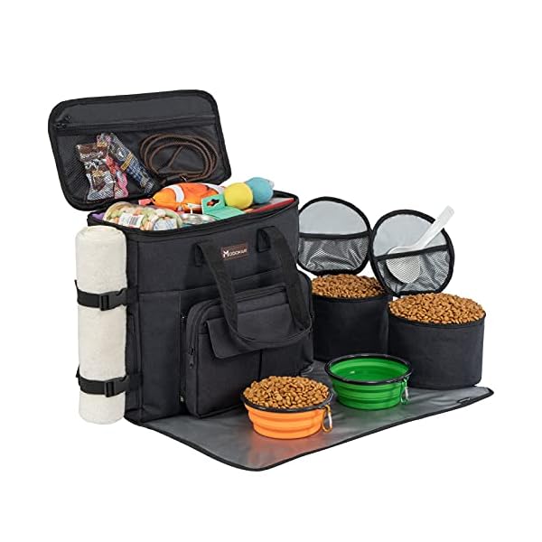 Modoker-Dog-Travel-Bag-with-Dog-Backpack-Airline-Approved-Pet-Travel-Bag-with-Shoulder-Strap-2-Collapsible-Dog-Bowls-2-Travel-Dog-Food-Container Dog Travel Bag with Backpack