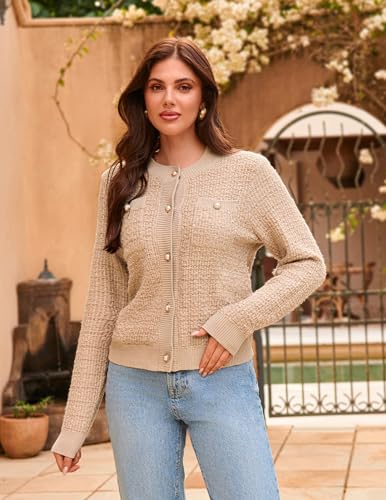 Image of GRACE KARIN Women's Fall Cardigan Sweaters Button Knit Jackets | Open Front,Long Sleeve,Crewneck,with Pockets,Cropped,Work,Business,Causal,Lightweight,Fashion,Dressy,Trendy,Outfits,Clothes