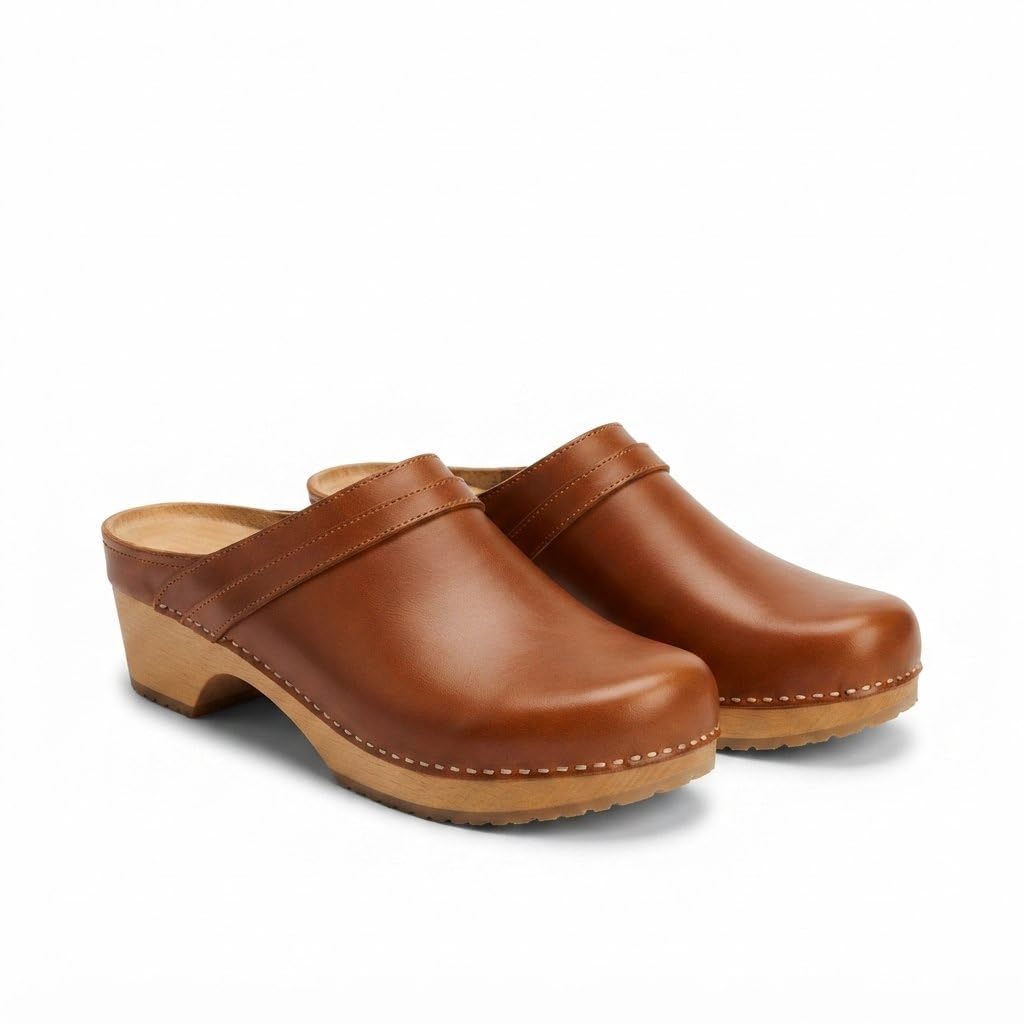 Celeste Calm Men's Leather Mule Loafers, Brown Slip-On-image-15