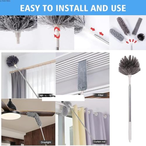 Image of 5-in-1 Fan Cleaning Kit with Extendable Rod | Microfiber Ceiling Fan Cleaner, Dusting Brush Set for Home, Wall, AC & Hard-to-Reach Areas (Fan dsuter kit)