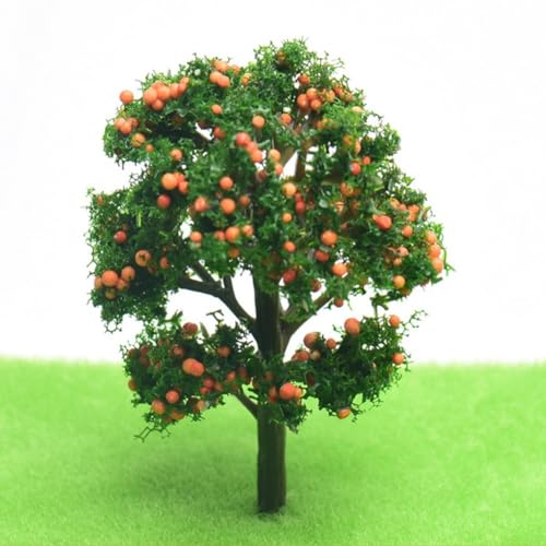 Bebykilemi Árbol frutal de plástico para modelos de ferrocarril a escala HO - Árbol de paisaje realista con alto efecto de simulación, 5-7 cm de altura, ideal para trenes (amarillo 7 cm)