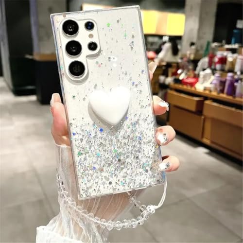 Coque silicone souple Samsung M53 protection dos paillettes et bracelet cristal