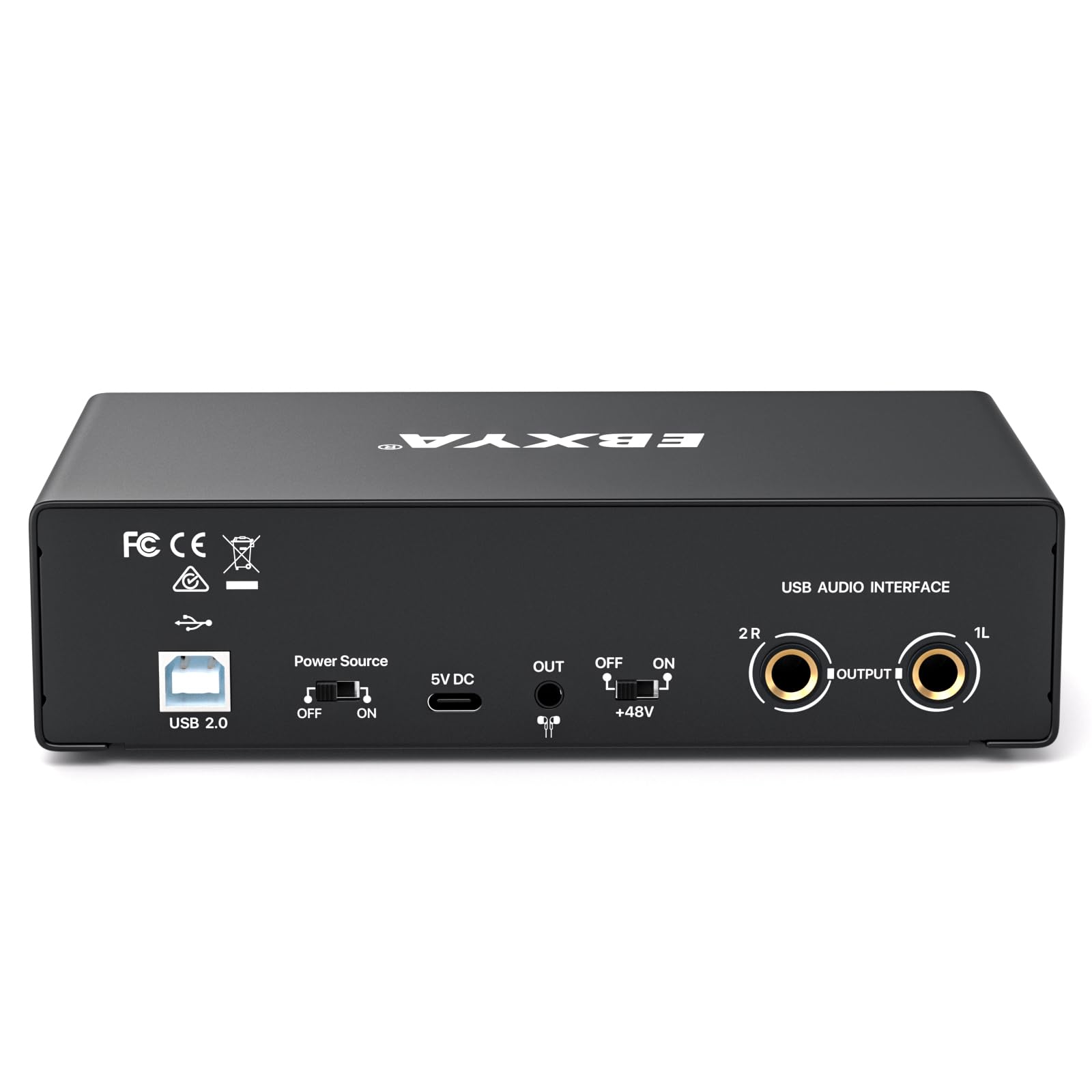 USB Audio Interface, EBXYA 24-Bit/192 kHz USB Soundkarte für Mac, PC, Phone, Mit MIC/XLR/Line Eingängen, High Fidelity XENYX Mic Preamps für Recording, Streaming und Podcasting(Schwarz)