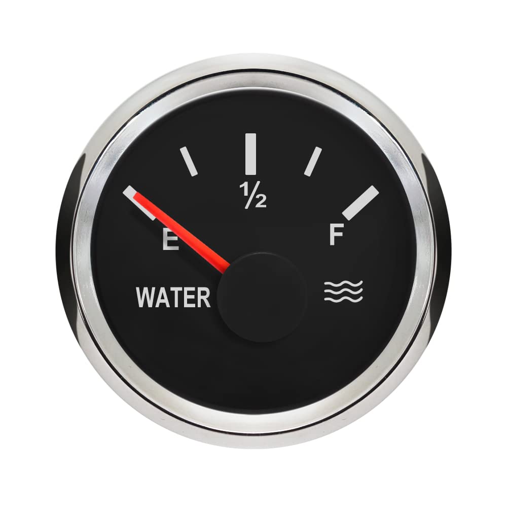 ELING Water Level Gauge Tank 0-190ohm 2"(52mm) 12V 24V with Red Backlight Waterproof for Car Vessels Tractor