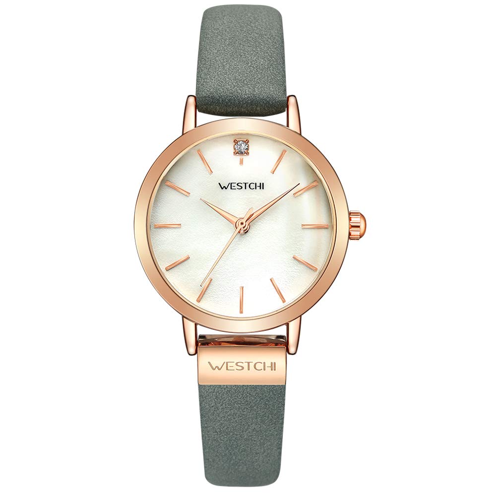 K KICADN Women's Wrist Watch Ladies Leather Blue Band Quartz Watches Luxury Classic Simple Casual Design with Waterproof and Crystal Dial for Gift