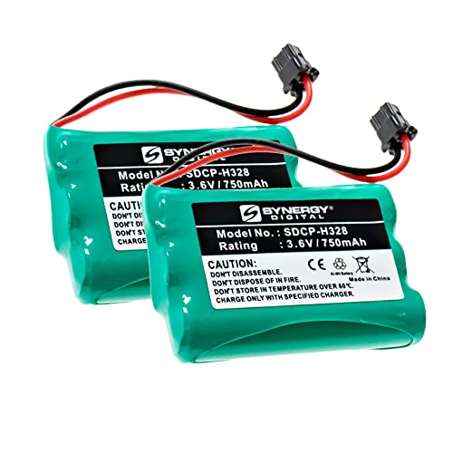 Synergy Digital Cordless Phone Batteries, Compatible with Radio Shack 43-3581 Cordless Phone, (Ni-MH, 3.6V, 750 mAh), Pack Includes: 2 x SDCP-H328 Batteries