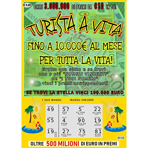 Gratta E Vinci Scherzo Horus Creations - 2 Biglietti Turista A Vita Sempre Vincenti Con “Vai A Lavorare” - Gratta E Vinci Finti Realistici - Fai Un Regalo Speciale E Divertente Alle Feste