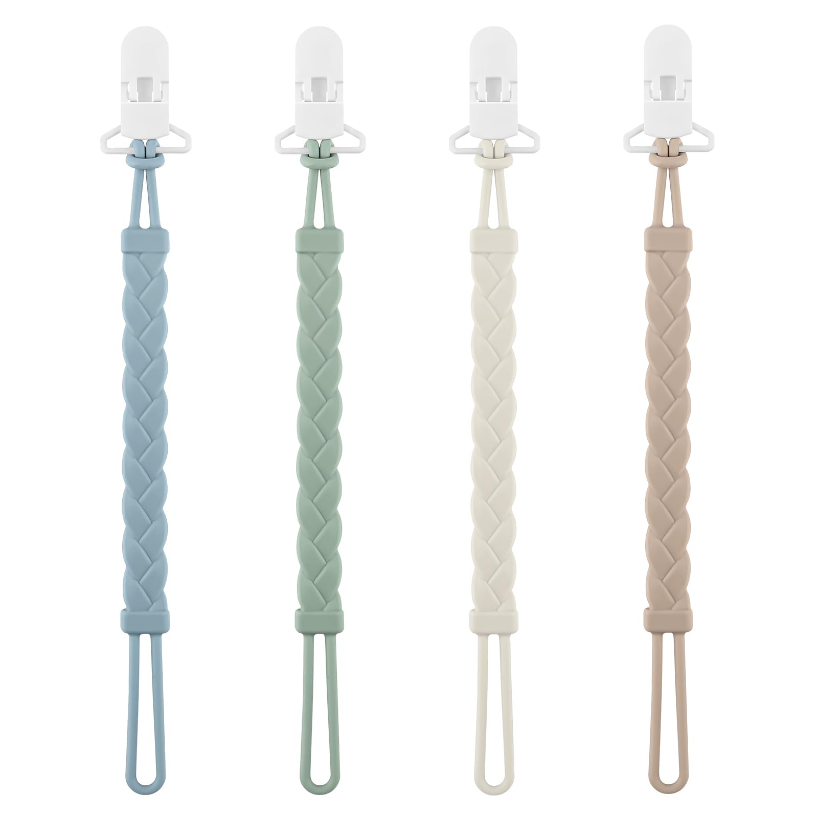 DOUUCO 4 Pack BPA Free Silicone Dummy Clips For Newborn Babies