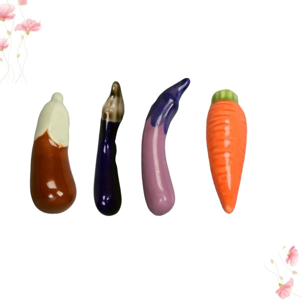 4pcs Chopsticks Rests Vegetable Shape Ceramic Dinner Spoon Stand Fork Holder Rack Chopsticks Utensil Cutlery Stand Decor Gift
