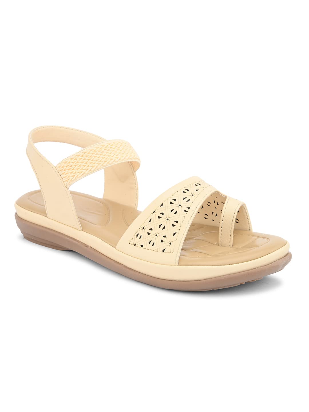 Bootco Sandals for Women Ortho Cushioned Strappy Flats for Ladies Fashion Sandals (Cream, numeric_8) (B0C1JXXMV8) Amazon Price History, Amazon Price Tracker