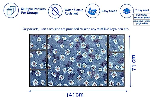 Image of Stylista Refridgerator top Cover Suitable for Samsung RS76CG8003S9HL, 653 Liter Fridge, Dimension (WXD) 71x141 CM, Floral Pattern Blueish Grey