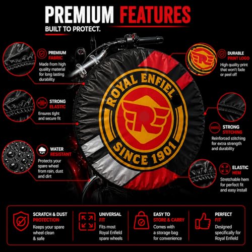 Image of Petrol Tank Cover for Bullet, Classic 350 /500, Electra and Standard, Black, Stretchable Fabric, Since 1901 Logo