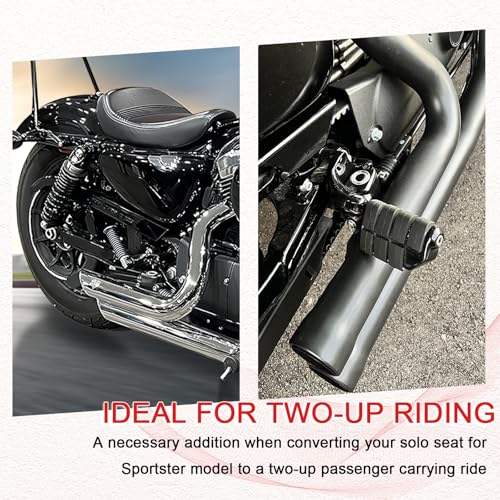 Image of Passenger Footpegs pegs for Harley Sportster XL 2014-2022,for XL1200,XL883,Seventy-Two,Iron 1200 883,Forty-Eight, Black Rubber Style