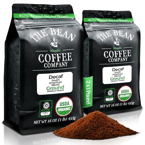 The Bean Organic Coffee Co. Decaf South America Blend, Ground, 2 x 1 lb