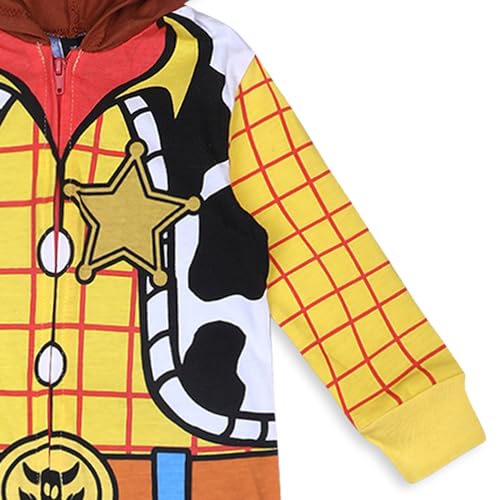 Disney Toy Story Woody or Buzz Lightyear Boys’ Hooded Romper for Newborn, Infant and Toddler – Blue/Yellow or White4