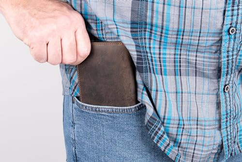 Theodore Bifold Men's Full Grain Leather Wallet - RFID Protection, 10 Card Slots, Bills Pocket - Vintage Brown Vertical Wallet for Men2