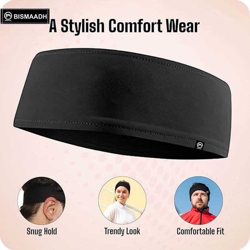 BISMAADH Men's Spandex Headband Sweatband & Sports Headband for Running, Cycling, Yoga, Exercise - Stretchy & Moisture Wicking Free Size - Image 6 thumbnail