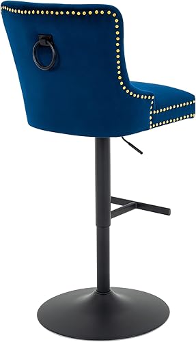 Miniatura 6 de Taburete de bar ajustable, silla de terciopelo con función giratoria y base negra, taburete de altura de mostrador para cocina, comedor y muebles de