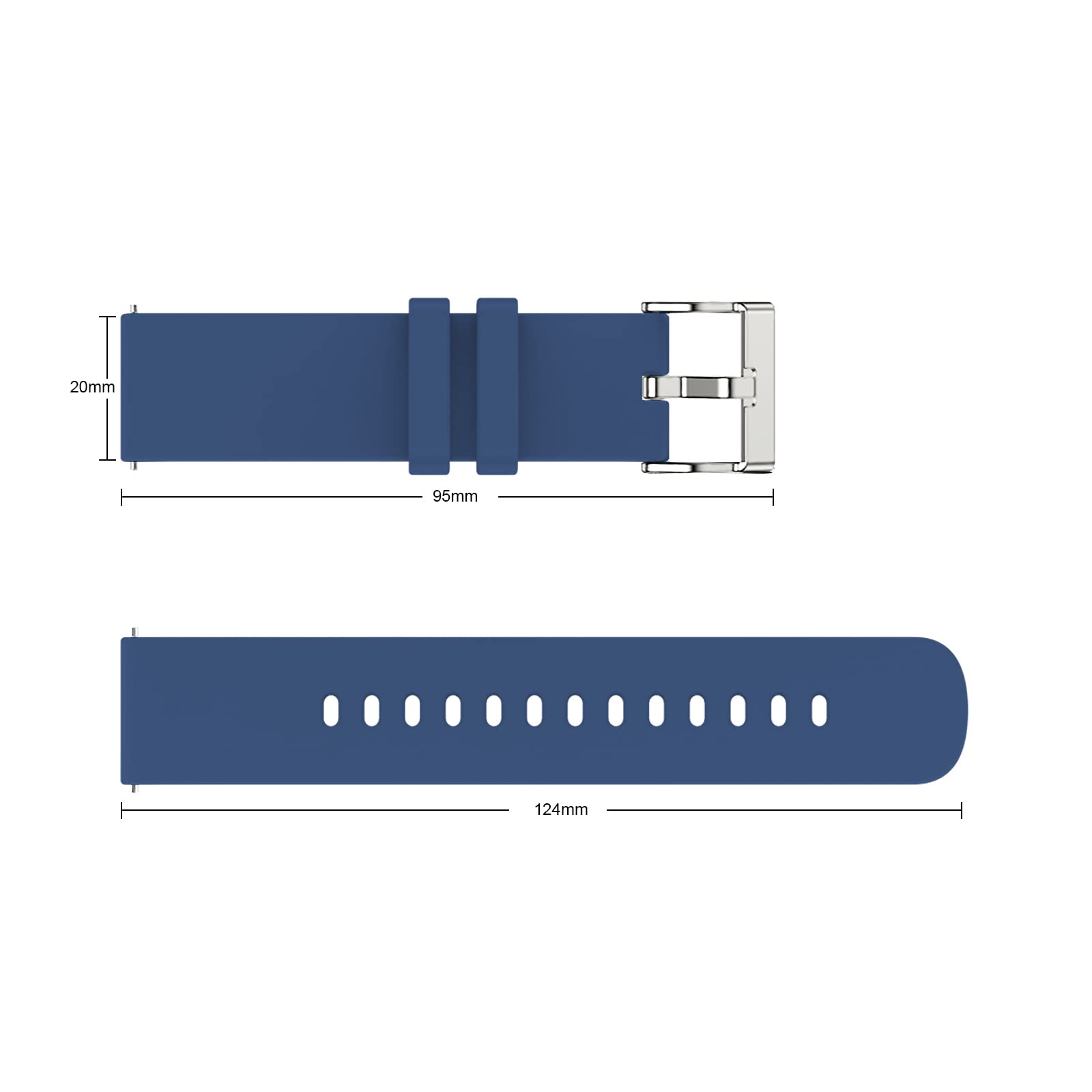woednx Cinturino di ricambio da 20 mm per Smart Watch, sgancio rapido in morbido silicone delicato sulla pelle, cinturino per smartwatch