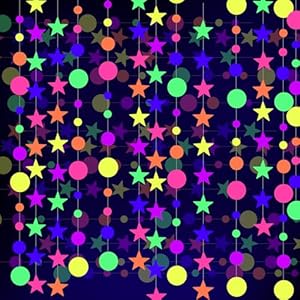 108Ft Round Dot Star Kit Neon Party Supplies Set Neon Paper Garlands Glow in The Dark Party Favors Streamers Banner Party Decorations for Black Light Birthday Wedding Glow Outdoor Party Decorations…