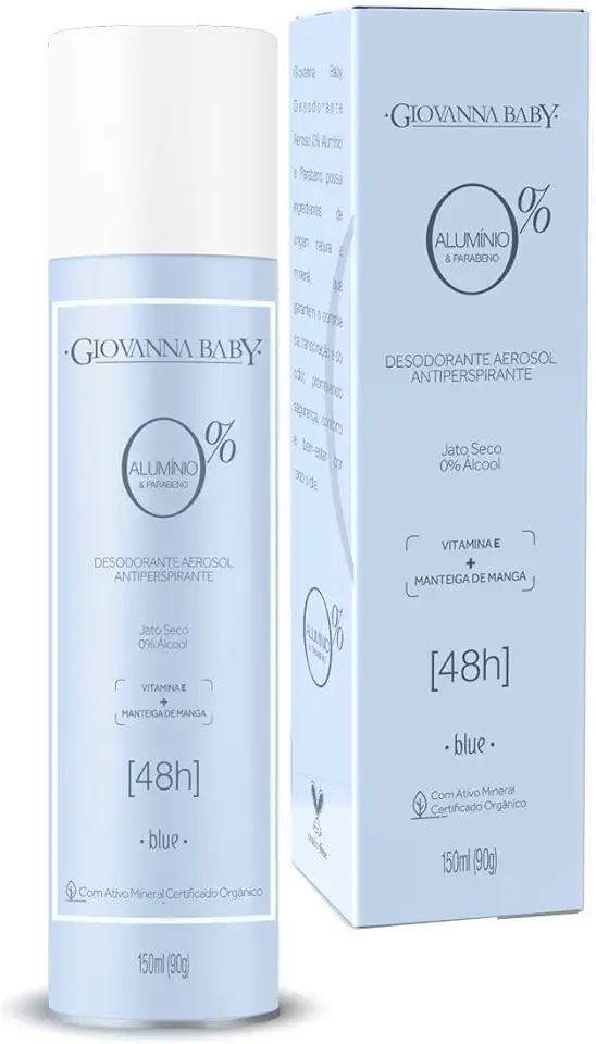 GIOVANNA BABY Desodorante Aerosol Giovanna Baby Blue 0% Aluminio & Parabeno -Jato Seco 48H 0% Álcool Vitamina E + Manteiga De Manga-150Ml