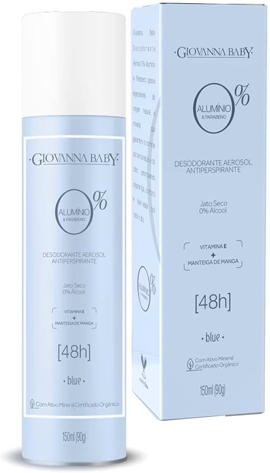 GIOVANNA BABY Desodorante Aerosol Giovanna Baby Blue 0% Aluminio & Parabeno -Jato Seco 48H 0% Álcool Vitamina E + Manteiga De Manga-150Ml