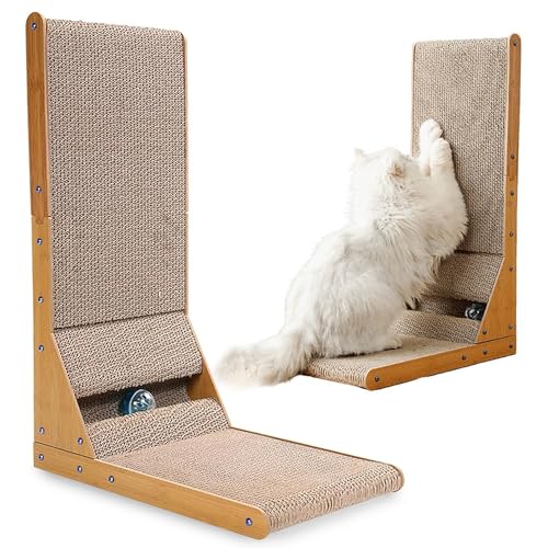 JUPPLIES - Rascador para Gatos de Carton Corrugado en Forma de L 60x40x25 cm- Rascador para Gato Apto para Todos los Tamaños: Grandes, Medianos y Pequeños con Diseño Elegante - Cat Scratcher