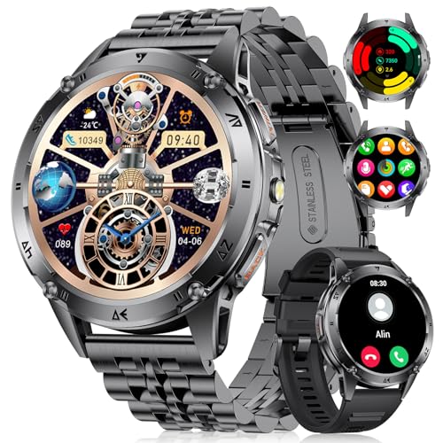 Image of LIGE Military Smart Watch for Men iPhone Android 1.43 inch HD Amoled Rugged 120+ Sport Modes IP68 Waterproof Answer /Make Call Fitness Running Heart Rate Blood Pressure Health Mens Smartwatch EF6-E