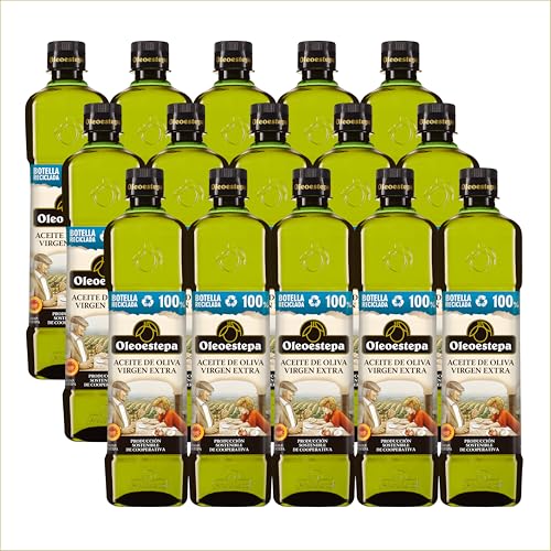 Oleoestepa - Aceite de Oliva Virgen Extra Pack 15 x 1L – DOP Estepa – Extracción en Frío – Variedades de la Comarca– Producción Sostenible –Frituras, Guisos, Sopas Frías y Escabeches.