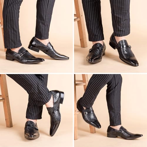 Image of Men Alligator Crocodile Print Oxfords Dress Shoes Business Casual Cap Toe Wingtip Formal Derby Shoes Wedding Prom Tuxedo Shoes Loafers