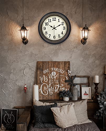 image for 45MinST 14 Inches Retro Wall Clock, Silent Non Ticking Battery Operate
