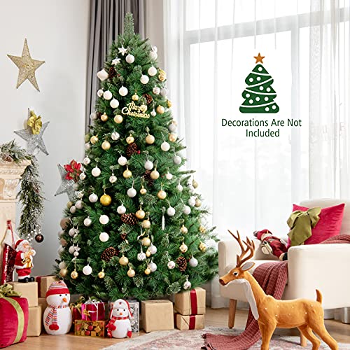 Goplus 7Ft Artificial Christmas Tree, Unlit Premium Hinged Xmas Pine Tree With Pvc Branch Tips, Pine Needles, Red Berries, Pine Cones & Folding Metal Stand, Perfect For Home, Party, Holiday Decoration #TOP6