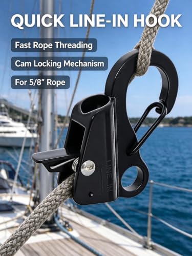 ChayWillow 5/8" 304 Stainless Steel Sliding Snap Hook for Boat Fender | Black Electrophoresis, Cam Lock Mechanism, Spring-Loaded Carabiner, Corrosion-Resistant, Marine Rope Securing - image 3