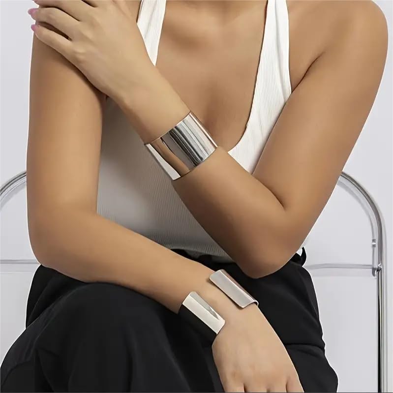 2-4PCS Gold Cuff Bracelets for Women Gold Bangle Bracelets Set Gold Cuff Jewelry Gold Open Wide Bracelets Adjustable2