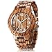 CUCOL Mens Zebra Wood Watch Japanese Quartz Movement Date Display Lightweight Vintage Wristwatch Groomsman Gift