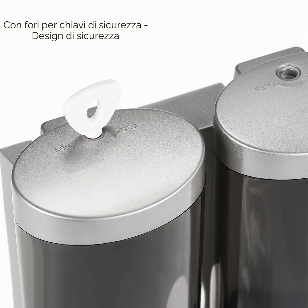Decdeal 200mlx2 Dispenser di sapone manuale,Montaggio a parete Shampoo liquido doppio Dispenser doccia Detergente per mani Dispenser per lozione da bagno per bagno Hotel bagno