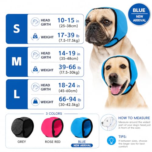 Image of Dog Calm Hoodie Ear Wraps for Dogs, Waterproof Dog Swim Cap, Ear Cover Muffs for Anxiety Relief Noise Cancelling, Dog Head Warp Ear Protection for Hematoma Fireworks Bath Swim Blow Drying