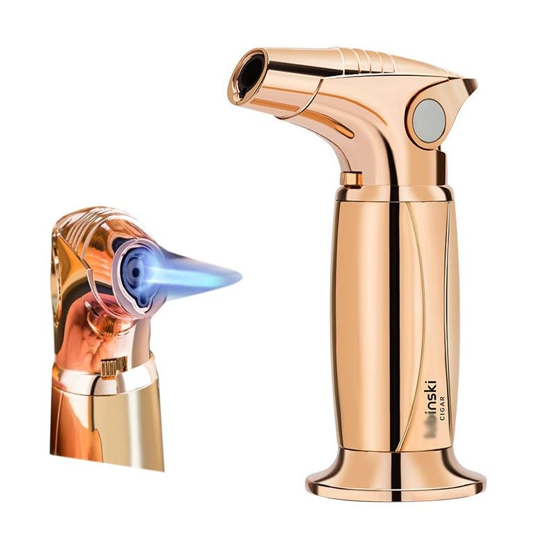 Encendedor soplete ajustable recargable para cigarros dorado miniatura 1