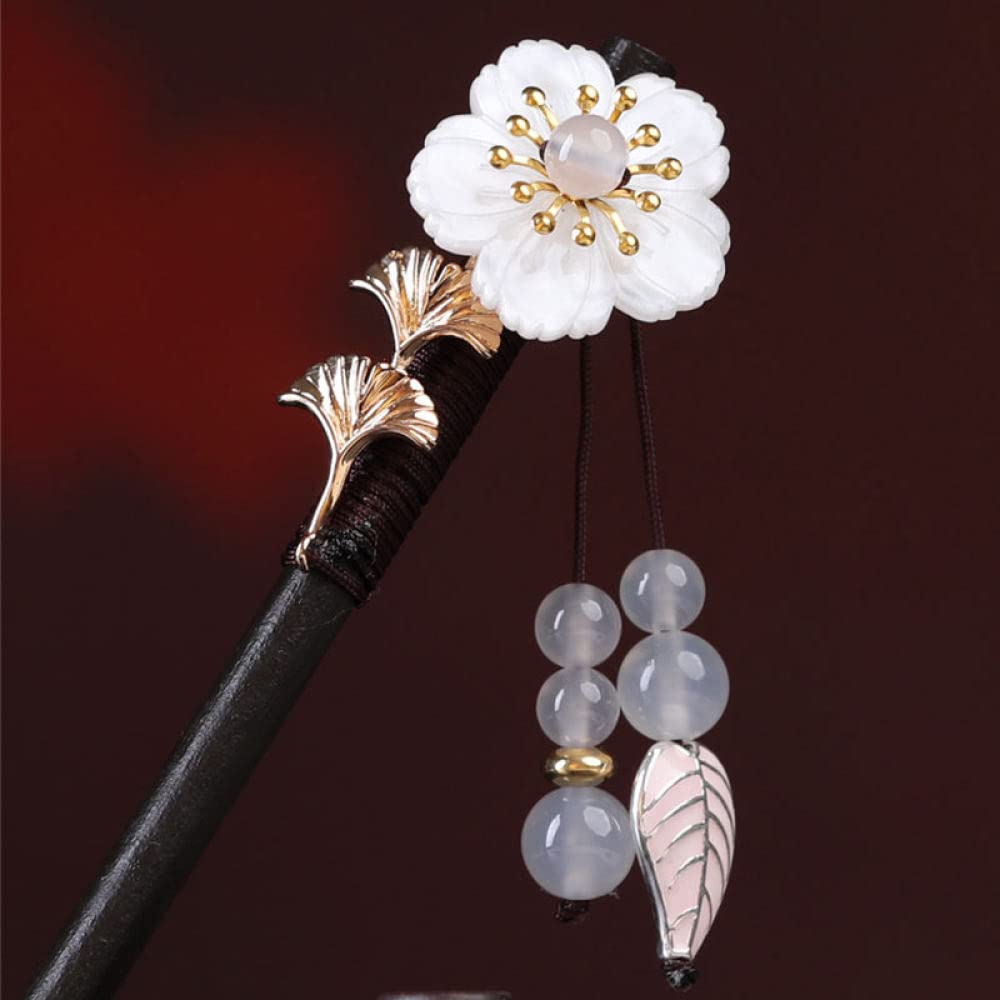 Chignon Pin Hair,Hair Sticks,Wood Hair Sticks Shell Flower Decorative Hair Chopsticks for Thick Hair Handmade Elegant Hair Pins Stick Chinese Classical Wooden Chopsticks