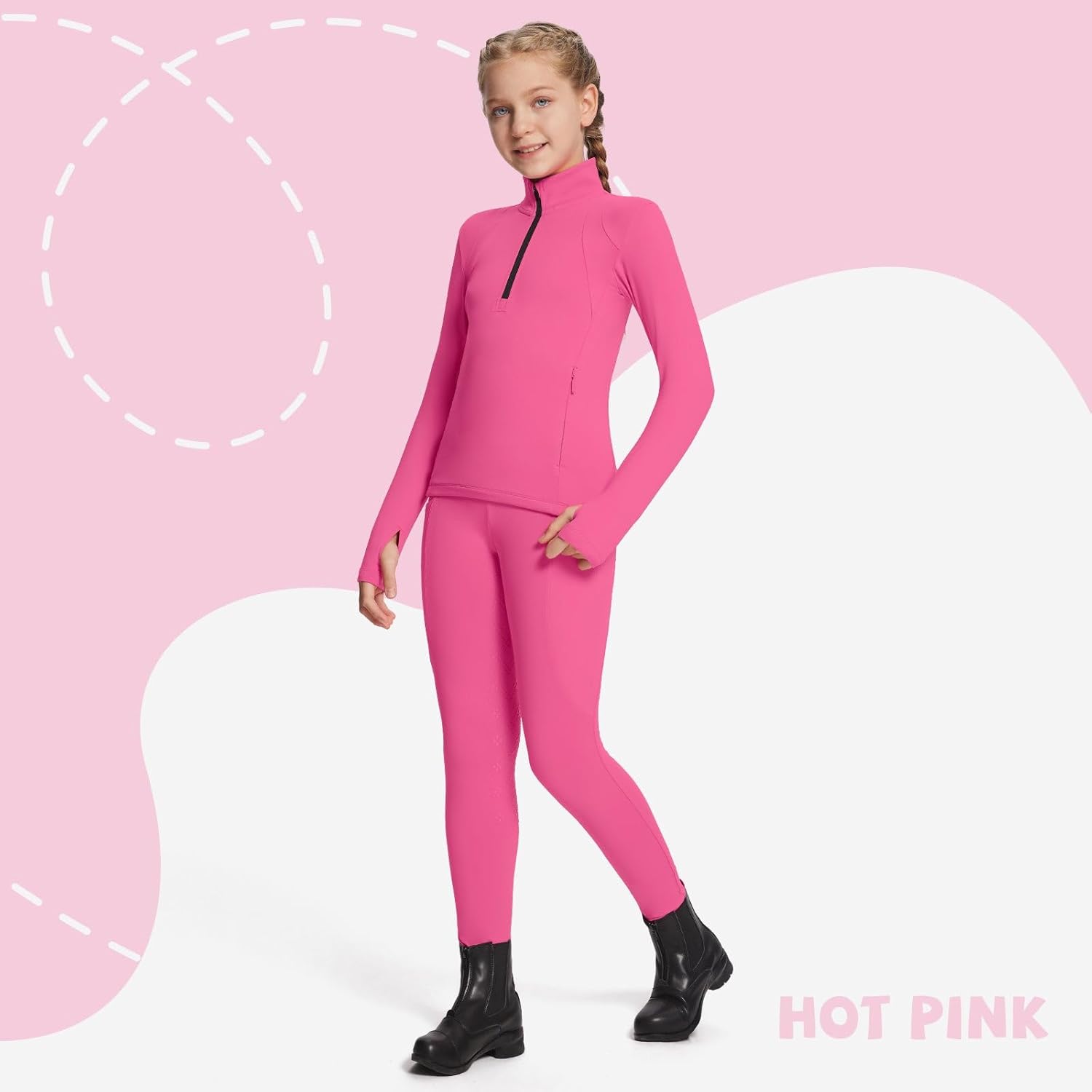 baleaf Girls Long Sleeve Shirts Fleece Jacket Fall Half Zip Pullover Kids Sweatshirts Athletic Thermal Coat - Image 6