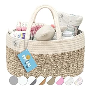 OrganiHaus Brown Baby Diaper Caddy Organizer for Changing Table | Car Diaper Basket Organizer & Gift Basket | Diaper…