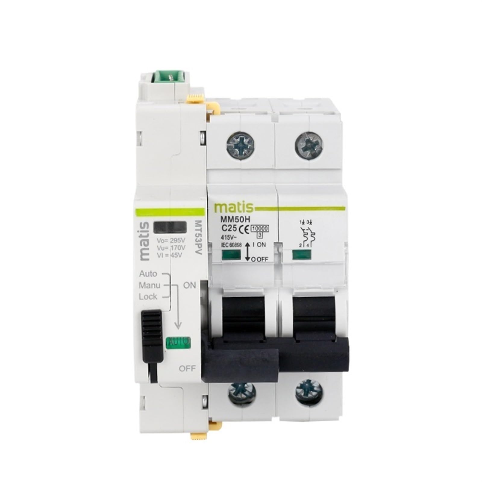 Protector De Voltaje Matis 220V Con Disyuntor 2P for Panel Solar (Size : MT53PV-AC230V, Color : MCB-2P-C40A)