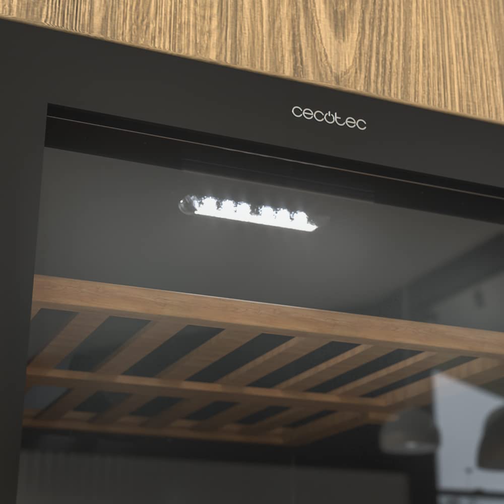Cecotec Vinoteca de 77 Botellas Bolero GrandSommelier Duo 77000 Black. 193 L, Sistema Compresor de Enfriamiento, Display, Control Táctil, Temperatura Regulable y Luz LED Interior
