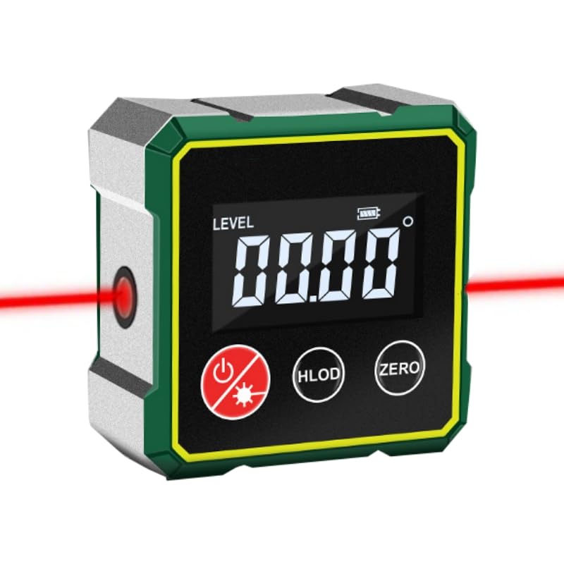 Buscador de ángulos Digital magnético con láser electrónico, Herramienta de búsqueda de ángulos, Nivel Digital con Pantalla LCD, Apagado automático para mediciones de precisión